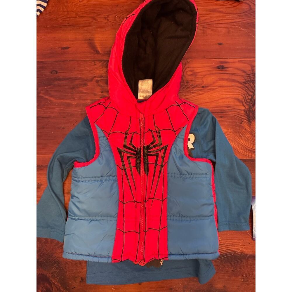 Spiderman Puffer Vest & Long Sleeve Tee 2 piece set Toddler Boy 2T NWT